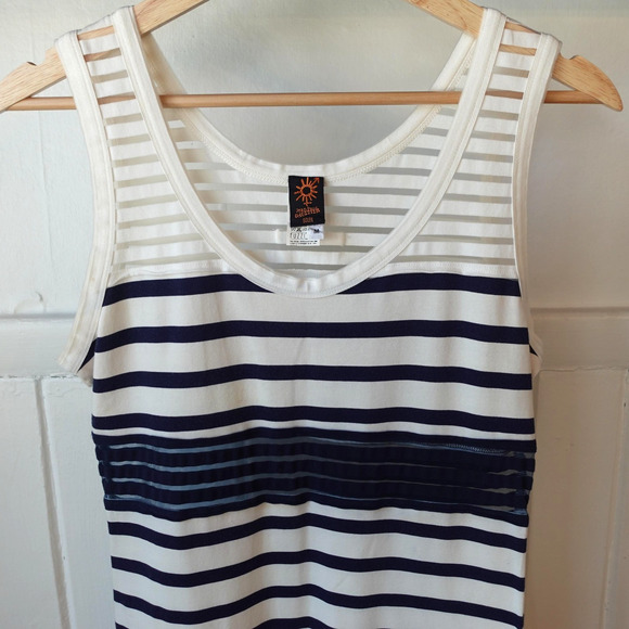 Vintage 90s Jean Paul Gaultier Soleil Dress Medium Navy White Stripe Tank Sailor - Picture 4 of 12